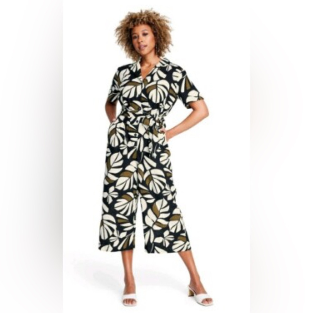 NWT Tabitha Brown Tropical Leaf Print Jumpsuit 3X